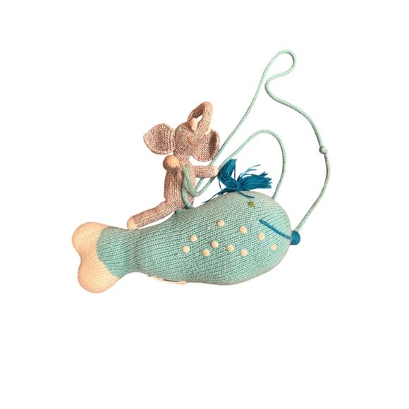 Blabla Knit Elephant and Fish Doll - Picture 1 of 4